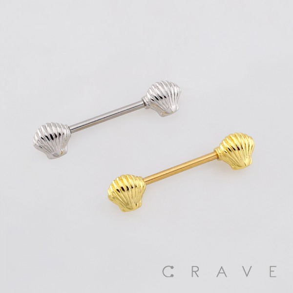 SCALLOPED SEASHELLS TEXTURED 316L SURGICAL STEEL NIPPLE RING